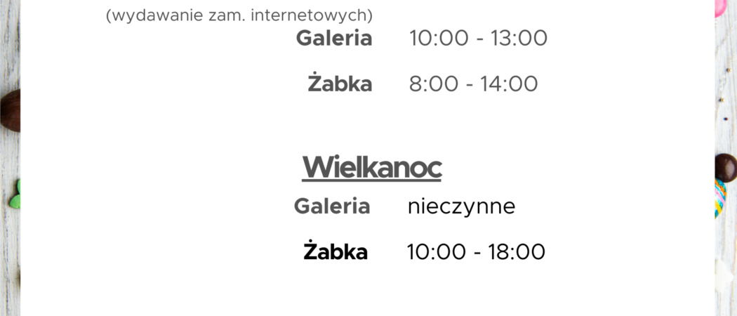 Wielkanocne godziny otwarcia