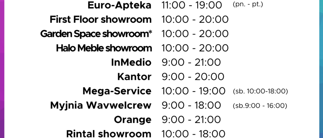 Aktualizacja godzin otwarcia salonów w Galerii