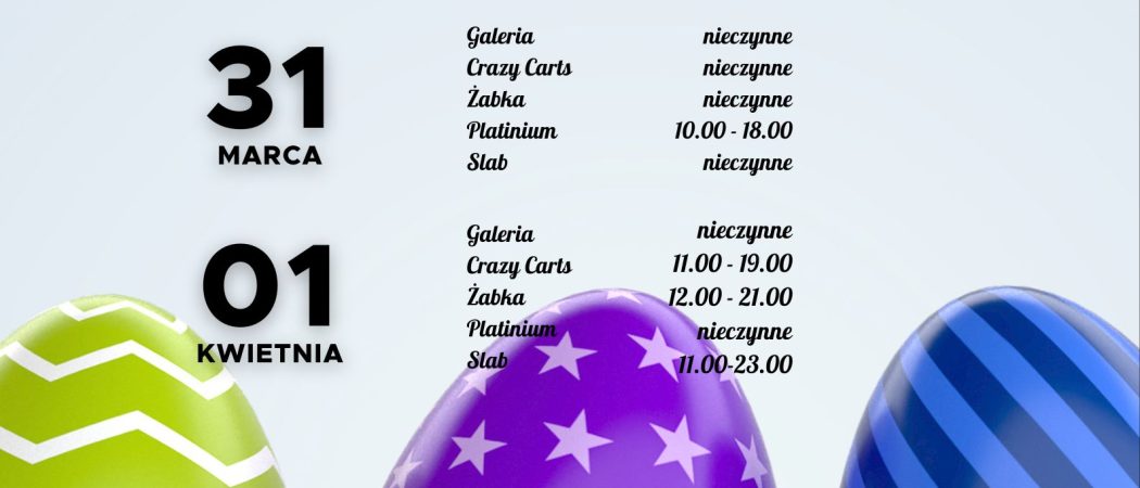 Wielkanoc – godziny otwarcia