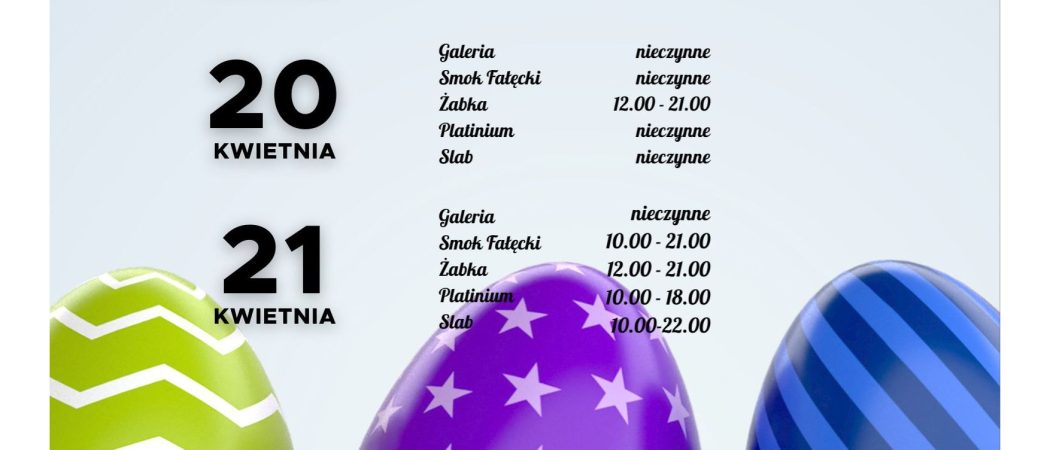 Święta Wielkanocne – godziny otwarcia